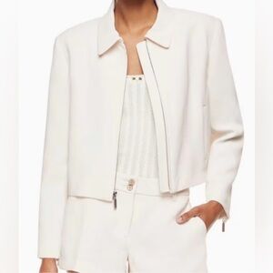 Aritzia Wilfred | Women Zip Up Crepe Jacket in Cream, Size XS